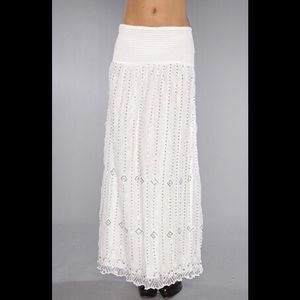 Free People White Beaded Maxi Skirt Dress